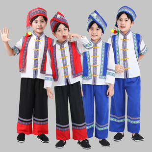 三月三儿童民族服装男童壮族服少数民族傣族苗族棉麻表演出服