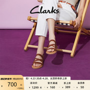 clarks其乐女士夏季真皮时尚，平底凉鞋柔韧耐磨罗马凉鞋女