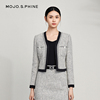 mojo优雅黑白粗花呢套装，短外套2024年轮廓，线设计精致上衣女