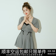 泳衣女大码胖mm200斤保守显瘦遮肚性感大胸钢托聚拢连体裙式泳装