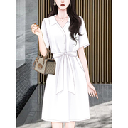 高级感法式小众白色衬衫连衣裙，夏季2024女装气质收腰衬衣裙子