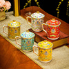景德镇茶杯陶瓷家用珐琅，彩泡茶杯个人带盖骨，瓷杯办公室水杯主人杯