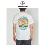 volcom钻石男装户外品牌，黑色潮印花t恤2024夏季男式短袖上衣