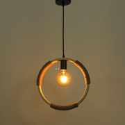 复古工业吊灯创意艺术酒吧Loft工业控吊灯圆环麻绳吊灯咖啡厅灯具