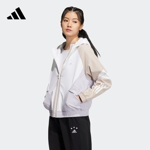 休闲撞色连帽夹克外套女装adidas阿迪达斯轻运动HY2814