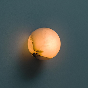 西班牙云石壁灯圆球灯，复古中式侘寂风中古设计师，款极简卧室床头灯