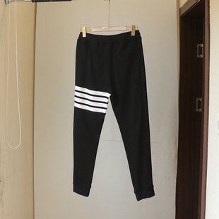 网红原单韩版女士，拼接黑白条纹休闲裤，小脚裤长裤0.39kg