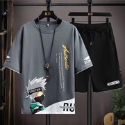 2023夏季大码青少年短裤休闲运动套装帅气搭配衣服潮流短袖男T恤一套两件套