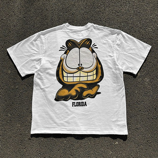 王有病工作室!品质！Garfield T-shirt 可爱加菲猫短袖T恤