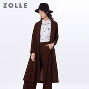 ZOLLE因为秋季翻领女式保暖大衣时尚显瘦中长款女式风衣外套