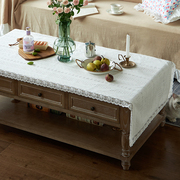 白色蕾丝茶几布桌布(布，桌布)田园，北欧简约纯色电视柜客厅长方形桌旗盖布
