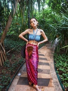 泰国一步裙海岛度假半身裙波西米亚民族风东南亚高腰系带纱笼裙夏