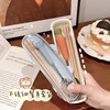 木质筷子不锈钢勺子餐具套装创意，可爱儿童便携式学生收纳餐具盒子