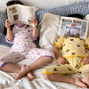 夏款儿童薄款睡衣卡通莫代尔家居服男童女童宝宝空调房七分袖睡衣