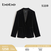 bebe秋冬系列女士丝绒纯色，一粒扣气质，翻领长袖西装外套340101