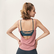 瑜伽服女套装2023背心夏天薄款t恤专业跑步罩衫健身运动上衣