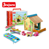 法国制造Jeujura涂色积木小屋拼插建构实木房子儿童益智玩具礼物