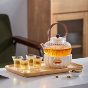 轻奢下午茶花茶壶蜡烛煮茶炉加热保温花草茶具玻璃水果茶壶套装