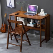 折叠书桌电脑桌子办公桌，学生家用小型台式实木，卧室床边写字工作台