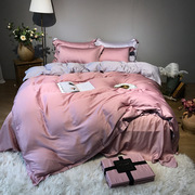 夏季兰(夏季兰)精天丝1.8m素色，凉感被套美式床品纯色，60支刺绣床单式四件套