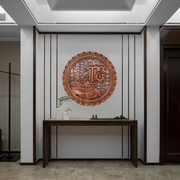 东阳木雕壁挂隔断镂空雕花，中式福字挂件，木制室内圆形壁饰实木刻字