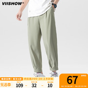 VIISHOW裤子男士夏季薄款宽松束脚九分裤垂感潮牌运动休闲裤