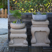 户外摆件实木花架中式庭院花园布置装饰造景人造石敦阳台花盆底座