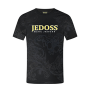 JEDOSS/爵迪斯男装2024春夏字母烫金满印花修身短袖T恤AM511