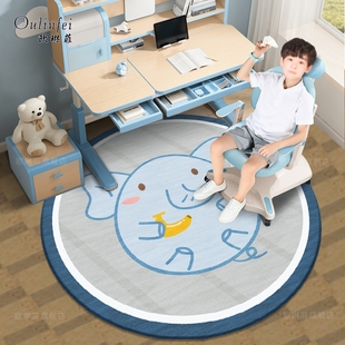 圆形地毯卧室床边电脑转椅儿童，房学习写字台书桌电竞凳下防滑垫子