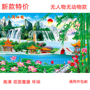 国画人间仙境手绘风景纸质墙画壁画沙发背景画客厅纸质画挂画年画