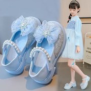 女童水晶鞋春秋儿童公主鞋，2023爱莎女孩，皮鞋水钻软底宝宝鞋子
