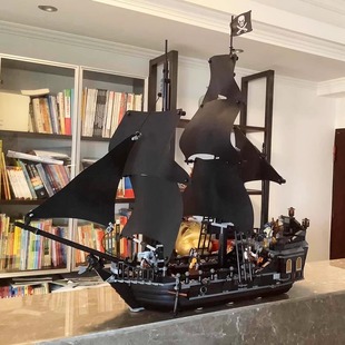 黑珍珠号模型加勒比海盗船积木帆船，10岁男孩拼装玩具儿童乐高积木