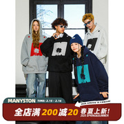 蒋依依同款MANYSTON美式高街情侣装卫衣春秋季潮牌黑色连帽外套男