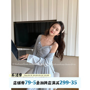 馨帮帮Homedress 简约纯色吊带睡衣三件套女春秋可外穿舒适家居服