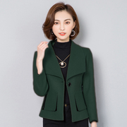 女装2021年冬季韩版修身毛呢，外套短款一粒扣大翻领呢子上衣