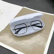 灰色塑料眼镜收纳盒透明磨砂，可装太阳镜近视眼镜老花镜直供