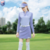 ZG-6高尔夫女装球服装女运动速干长袖运动T恤格子上衣紫色短裙子