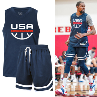 美国队篮球服套装男布克杜兰特2K球衣训练服背心梦之队比赛服定制