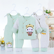 婴儿棉衣三件套加厚保暖秋冬装3新生儿衣服纯棉宝宝棉衣套装6个月