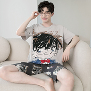 睡衣男夏季纯棉短袖短裤，青少年家居服男士，夏天卡通2024年套装