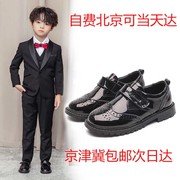 真皮男童黑色皮鞋小学生表，演出儿童中大童婚礼服，鞋软底宝宝英伦风