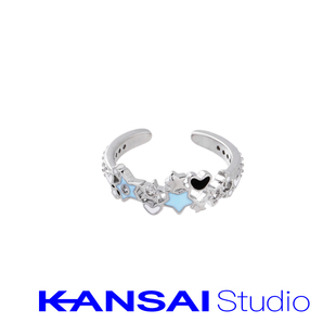 kansai字母星星情侣戒指小众设计冷淡风个性指环，时尚男女手饰品潮