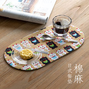 日式印花餐垫棉麻防烫桌垫茶垫杯垫布艺沥水垫吸水餐桌隔热垫