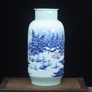 志军陶瓷作品瑞雪现代写意青花瓷花瓶雪景景德镇名人名作收藏