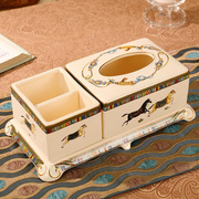 欧式多功能陶瓷纸巾盒抽纸盒，创意餐巾纸盒客厅茶几遥控器收纳盒架