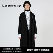 lapargay纳帕佳女装，秋季黑色中长款休闲风衣长袖外套韩版