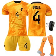 2223世界杯荷兰主客场球衣，4号范迪克10孟菲斯德容儿童足球服套装