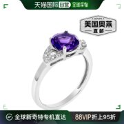 vir jewels 1.20 克拉紫色紫水晶戒指 .925 纯银铑圆形珠子 7 毫