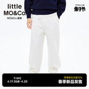 little moco童装24春装男女童白色简约牛仔直筒宽松长裤子