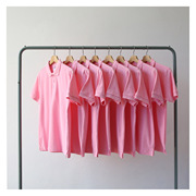 2020夏季水蜜桃粉色粉红色纯棉，短袖polo衫男女，bf风宽松潮